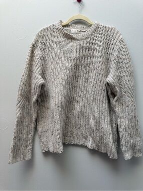 a new day Neutral Beige Cream Chunky Crewneck Sweater